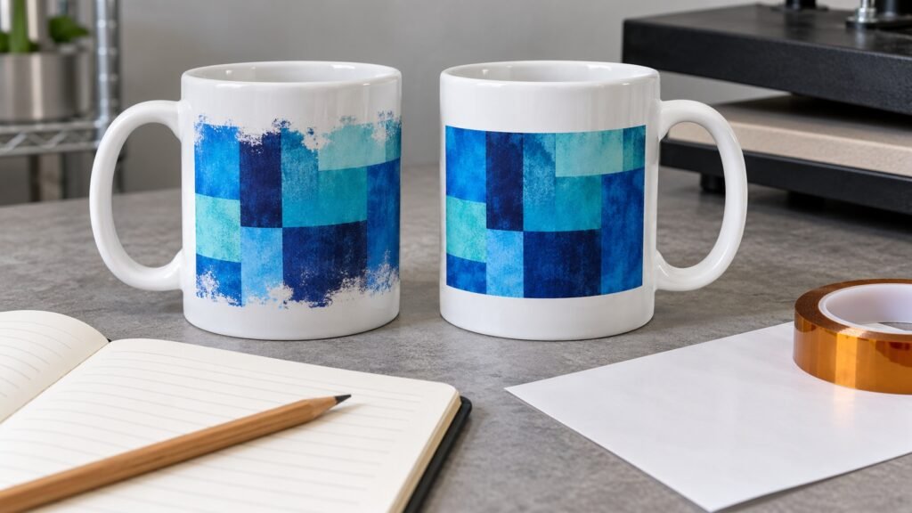 Comparación ilustrativa de una taza con orillas desvanecidas y otra con bordes definidos
