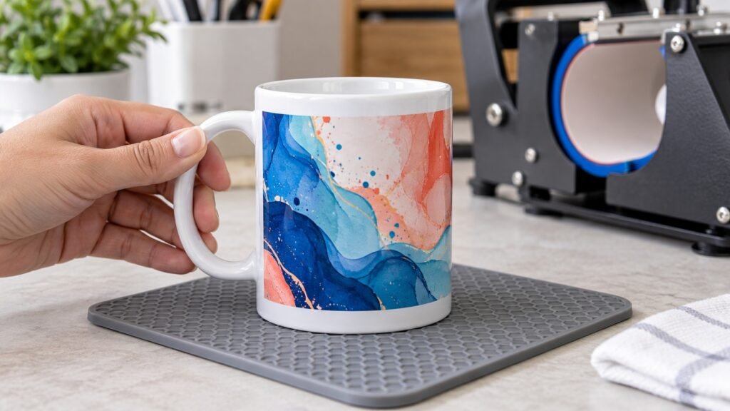 Resultado de una taza de 11 oz sublimada con colores uniformes